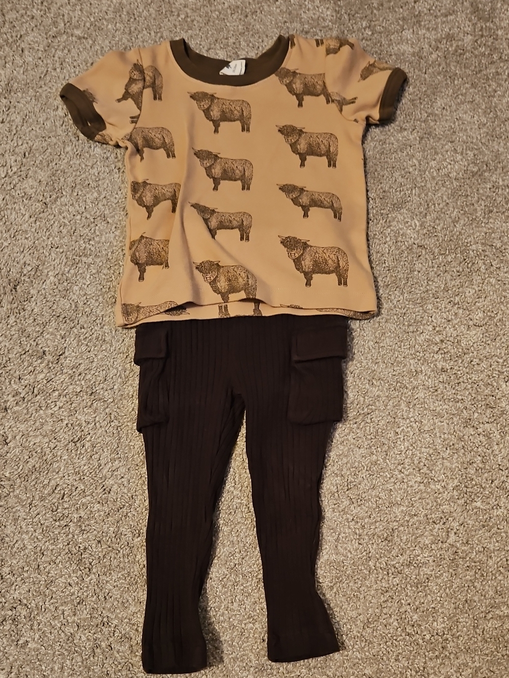 Kate Quinn Highland Cow Shirt Wide Rib Pants Set 18-24M